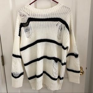 Distressed oversized sweater